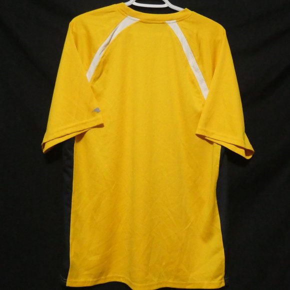 ATHLETIC WORKS | medium| Yellow Exercise Tee | White Stripes | Black Mesh Sides - Picture 2 of 10